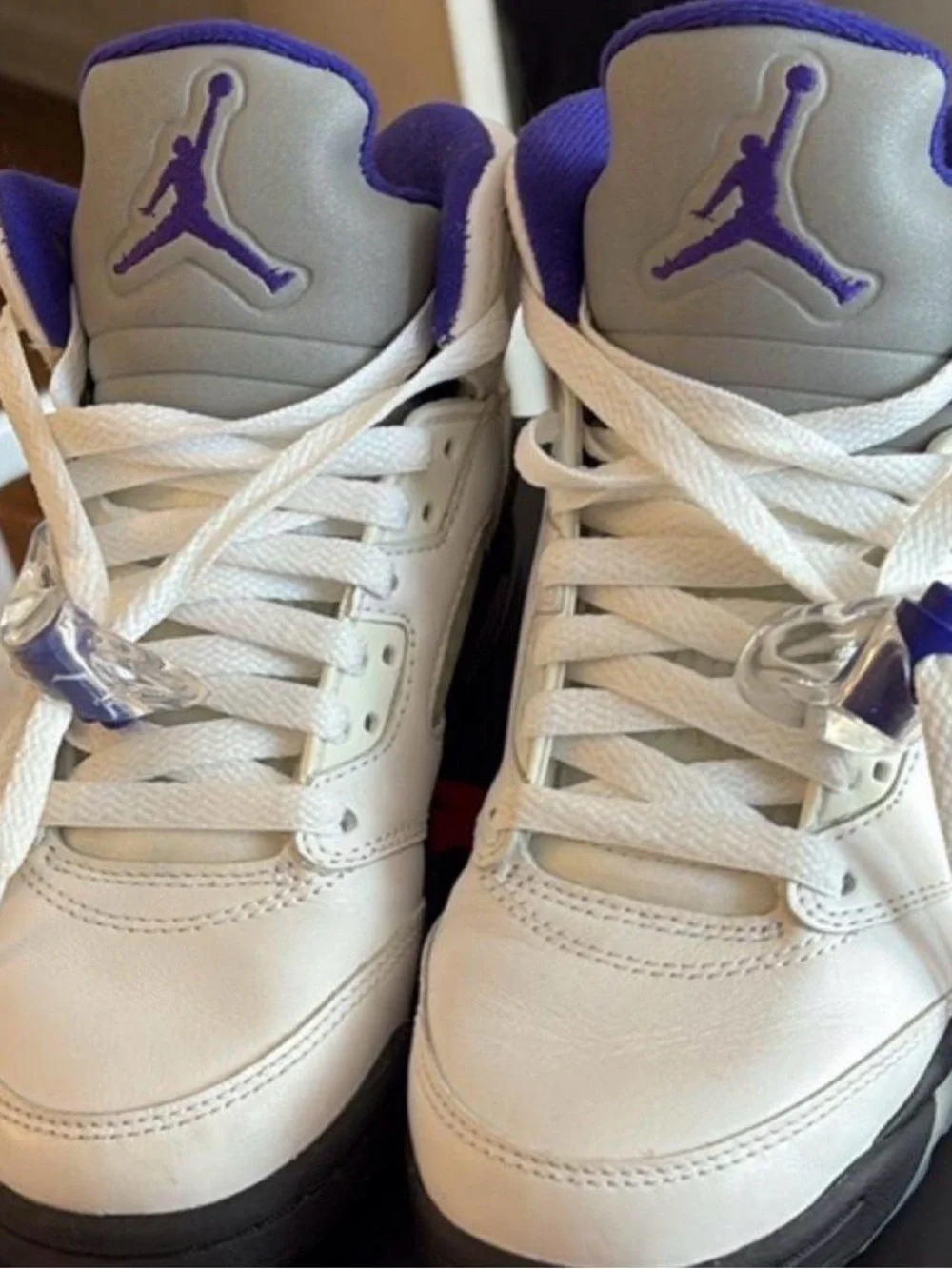 Nike Air Jordan 5 Retro White Black Purple (GS) Shoe Box Label